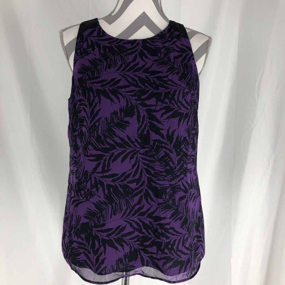 Banana Republic Purple Tropical Leaf Print Sleeveless Blouse Top Women’s Small